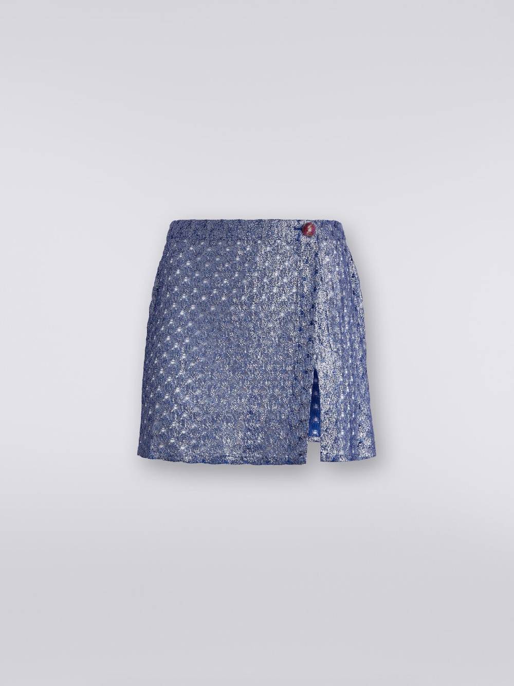 M Missoni Minigonna a portafoglio effetto pizzo con finish lucido In vendita