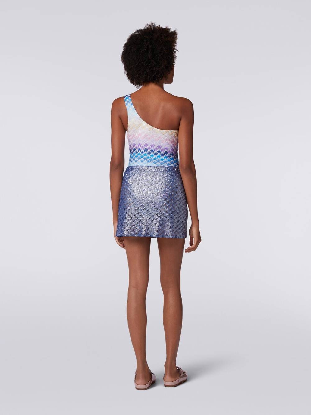 M Missoni Minigonna a portafoglio effetto pizzo con finish lucido In vendita