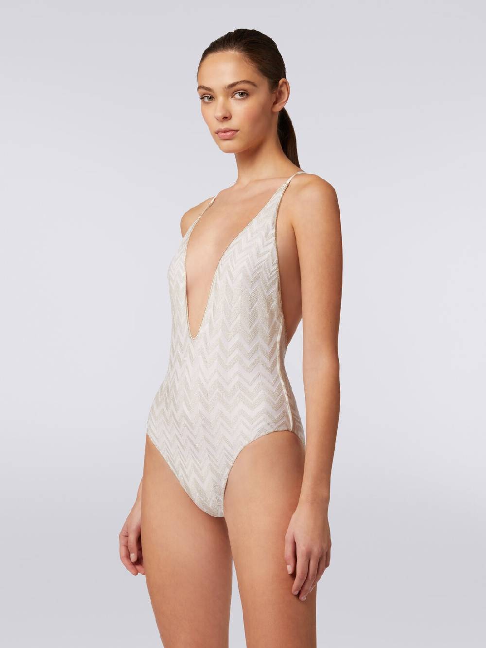 M Missoni Costume intero con chevron tono su tono lamé 50% di sconto per tempo limitato