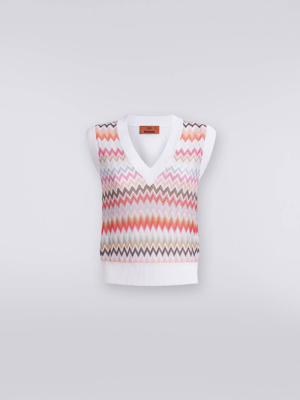M Missoni Gilet in maglia di viscosa zig zag con profili a contrasto In Linea