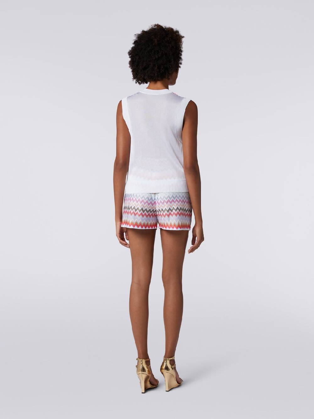 M Missoni Gilet in maglia di viscosa zig zag con profili a contrasto In Linea