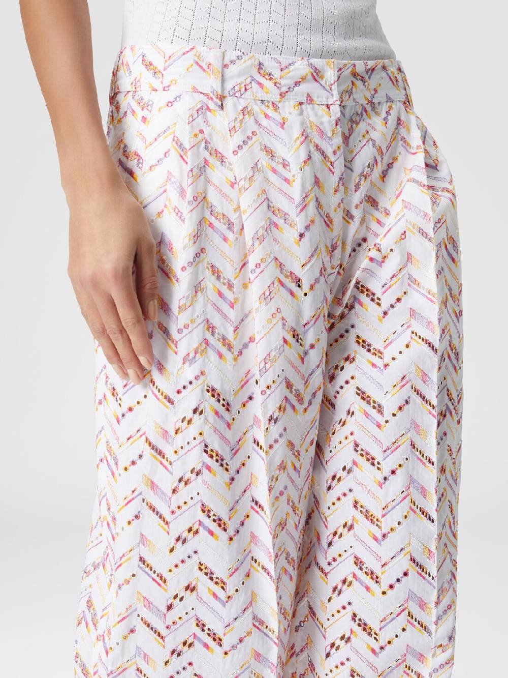 M Missoni Pantaloni in popeline di cotone con pizzo sangallo Qualità