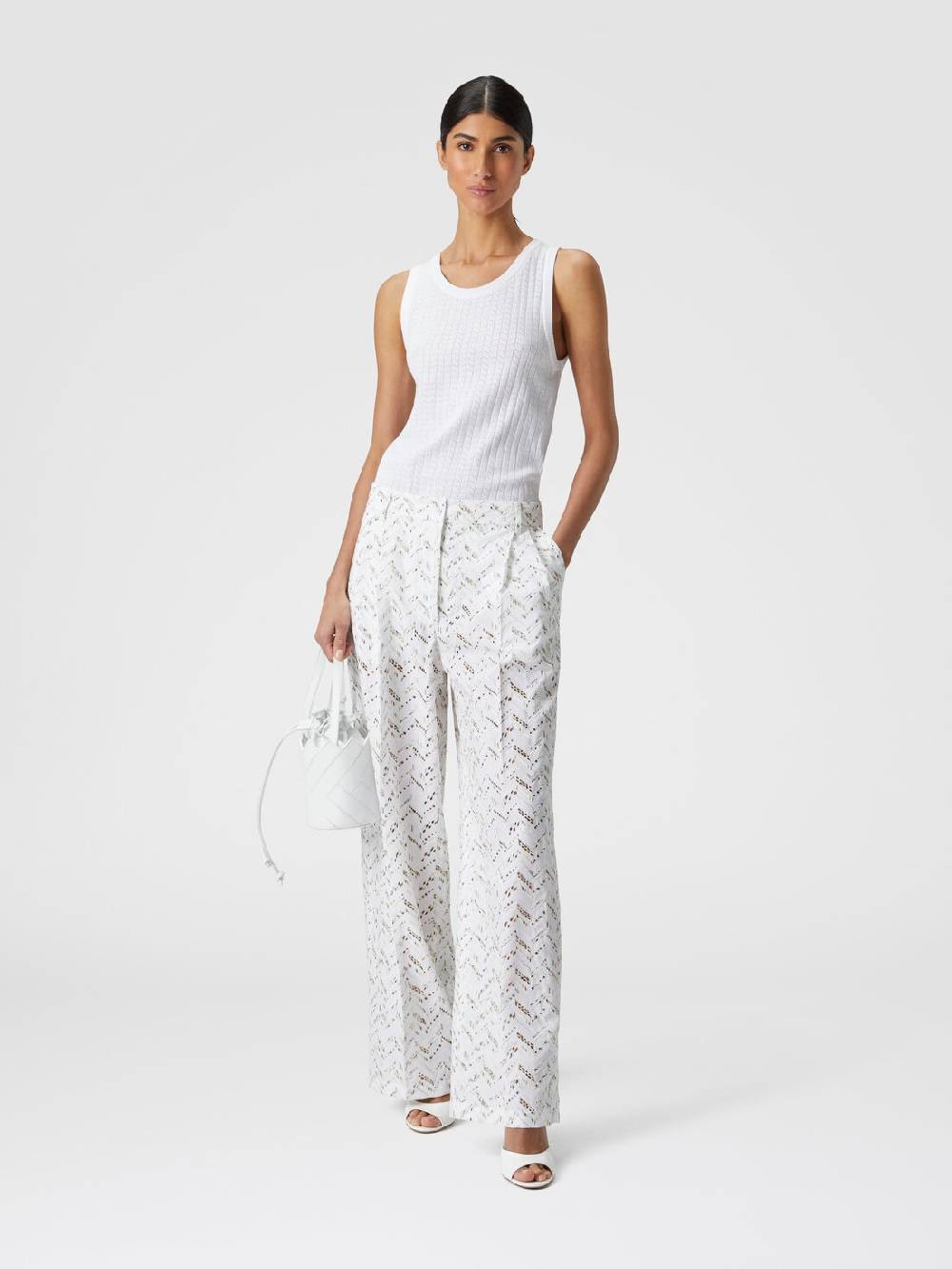 M Missoni Pantaloni in popeline di cotone con pizzo sangallo Vendita