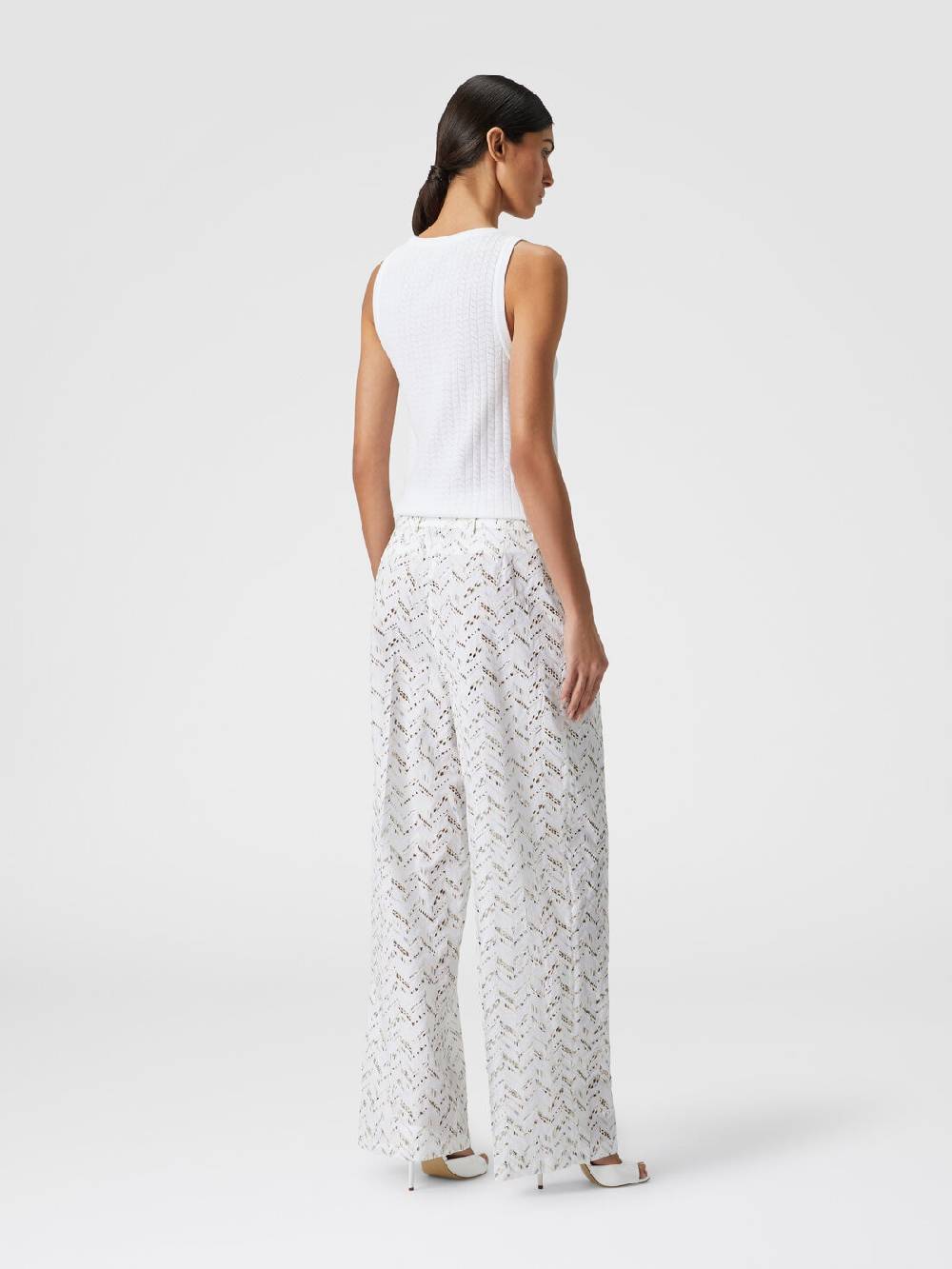 M Missoni Pantaloni in popeline di cotone con pizzo sangallo Vendita