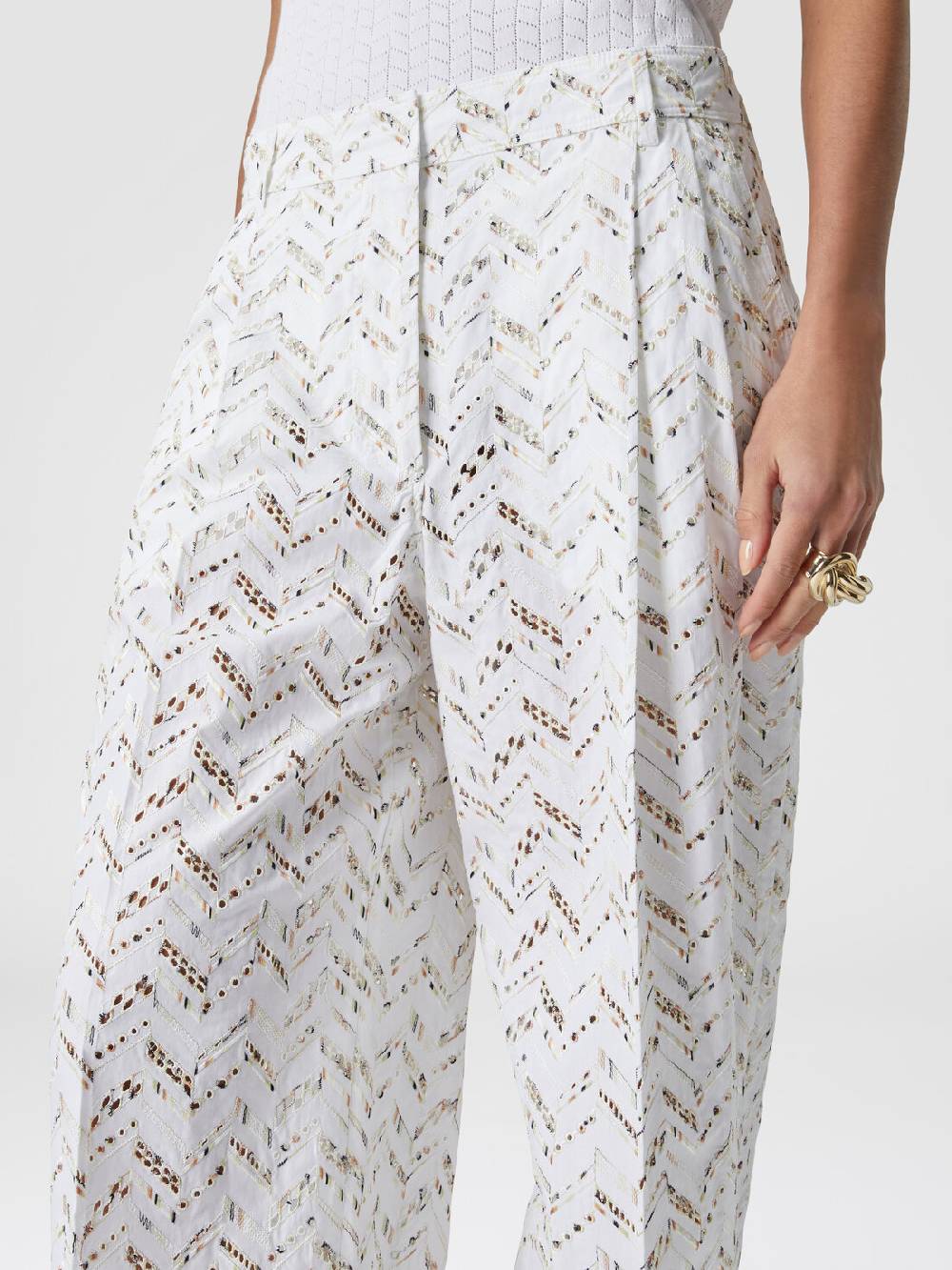 M Missoni Pantaloni in popeline di cotone con pizzo sangallo Vendita