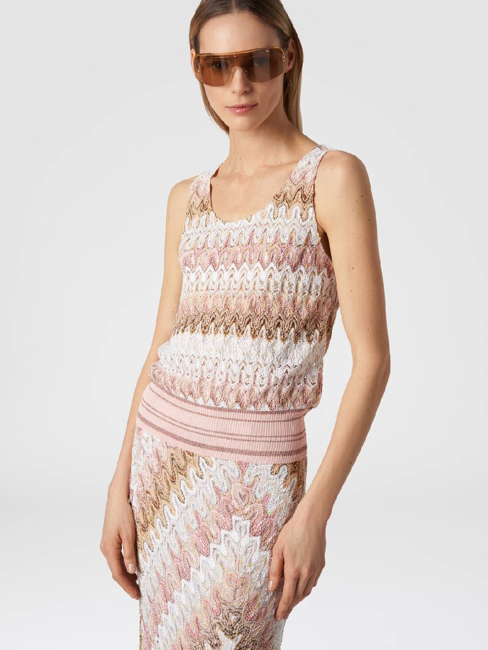 M Missoni Canottiera in misto viscosa lamé con motivo a onde Promozione