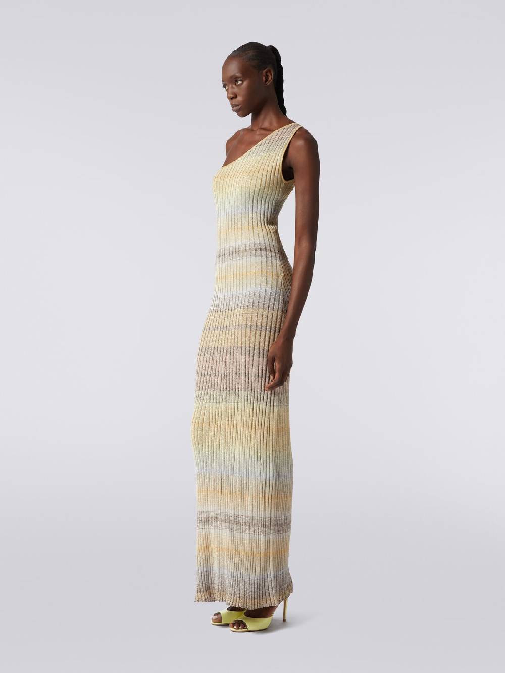 M Missoni Abito lungo monospalla a costine con lurex Pezzi Unici