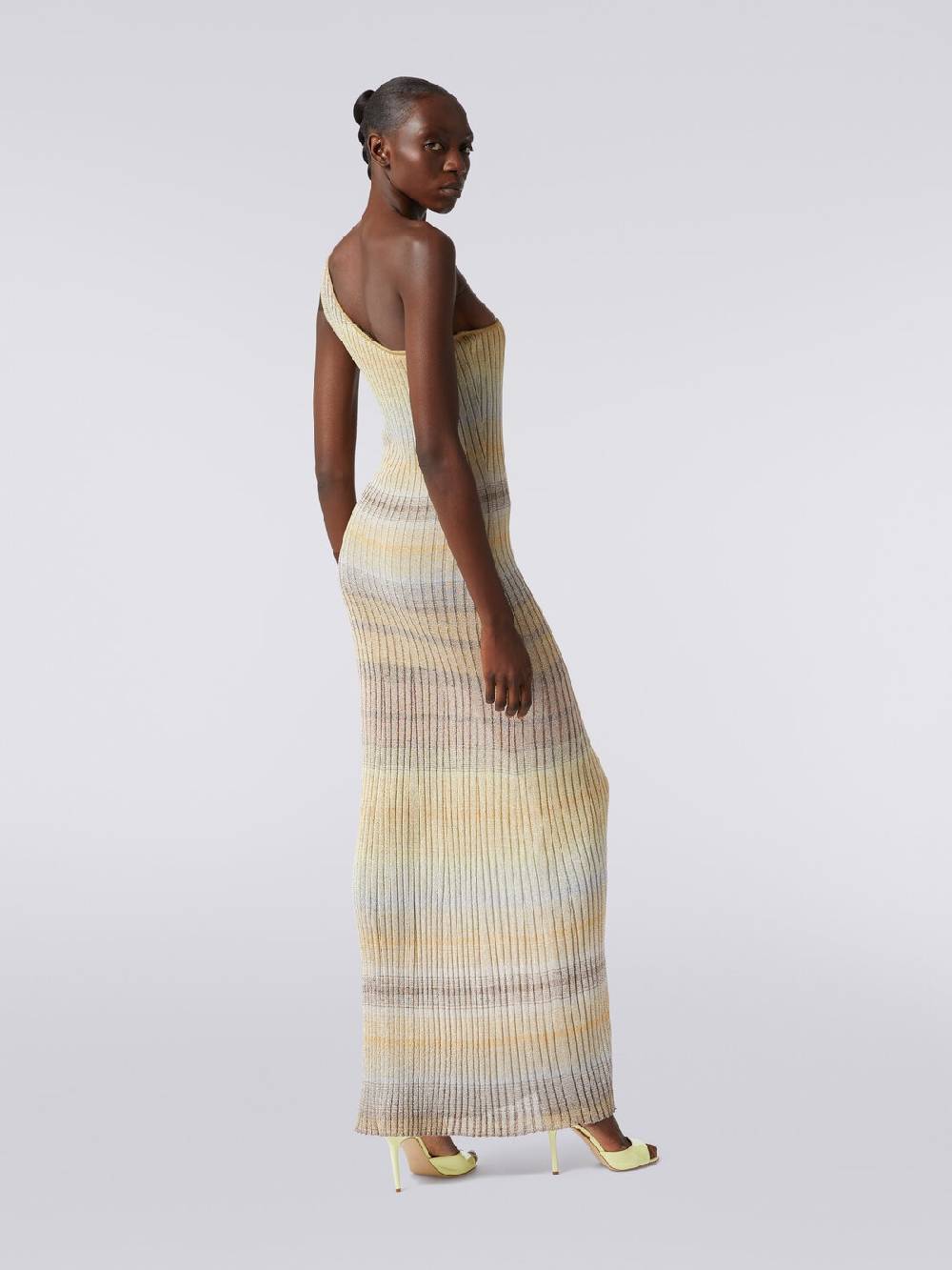 M Missoni Abito lungo monospalla a costine con lurex Pezzi Unici