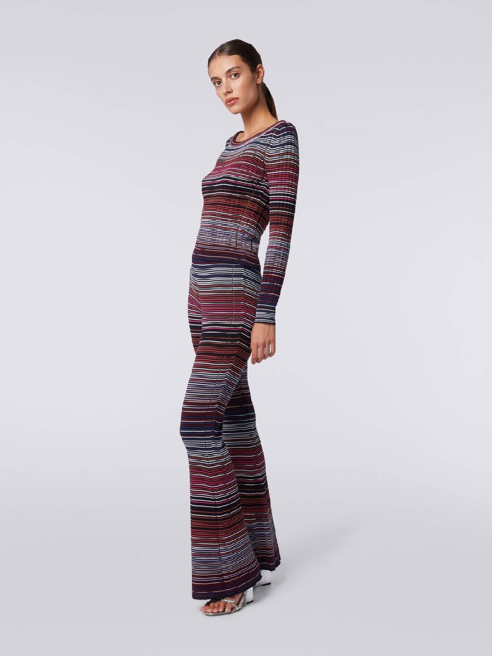 M Missoni Pantaloni flare in maglia di cotone e viscosa a righe Qualità Garantita