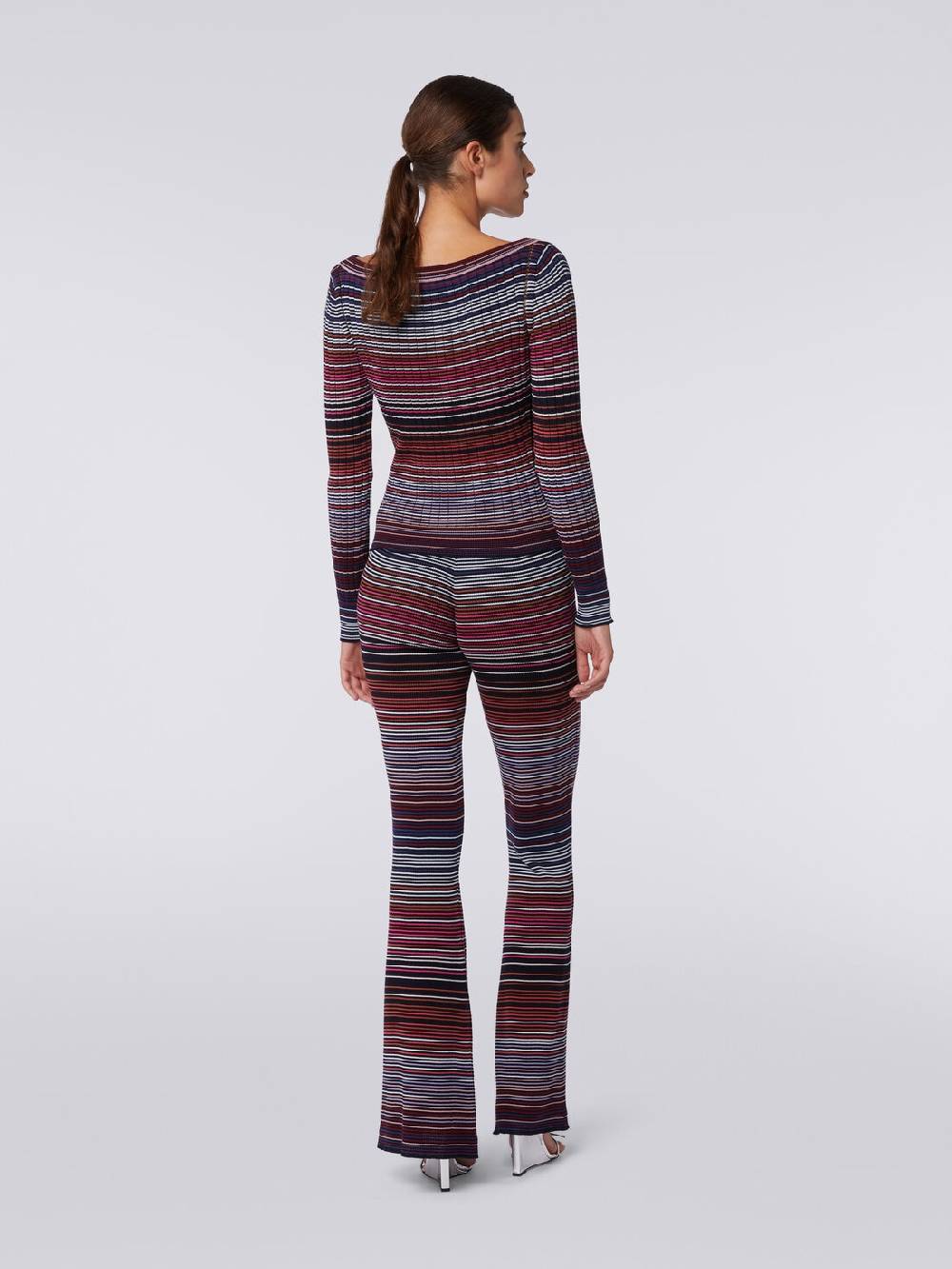 M Missoni Pantaloni flare in maglia di cotone e viscosa a righe Qualità Garantita