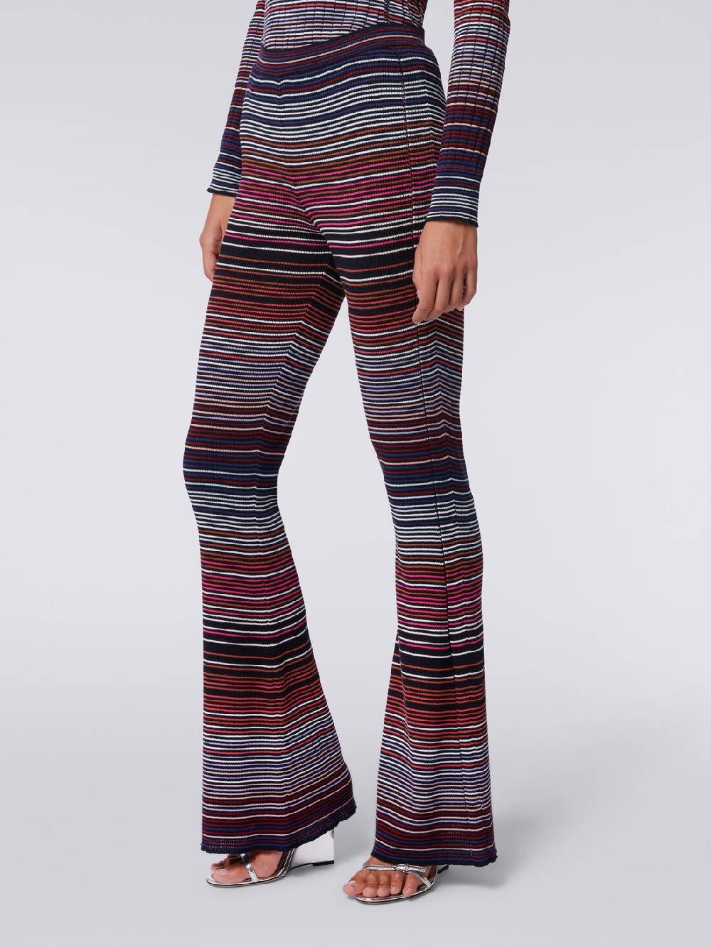 M Missoni Pantaloni flare in maglia di cotone e viscosa a righe Qualità Garantita