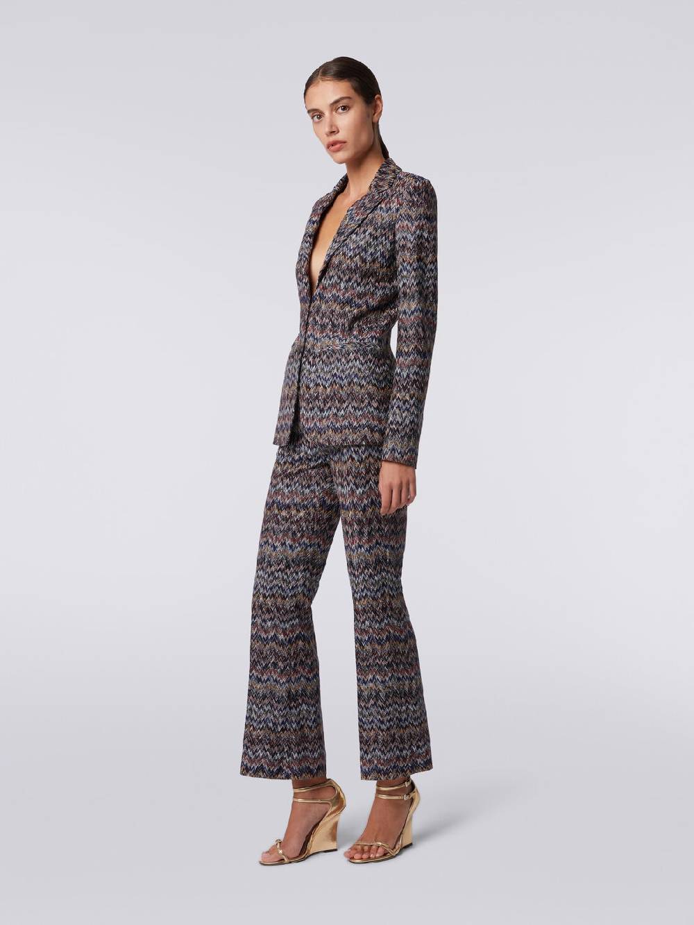 M Missoni Pantaloni cropped in misto viscosa lamé zig zag Promozione Limitata