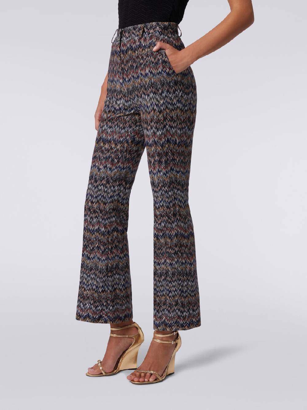 M Missoni Pantaloni cropped in misto viscosa lamé zig zag Promozione Limitata