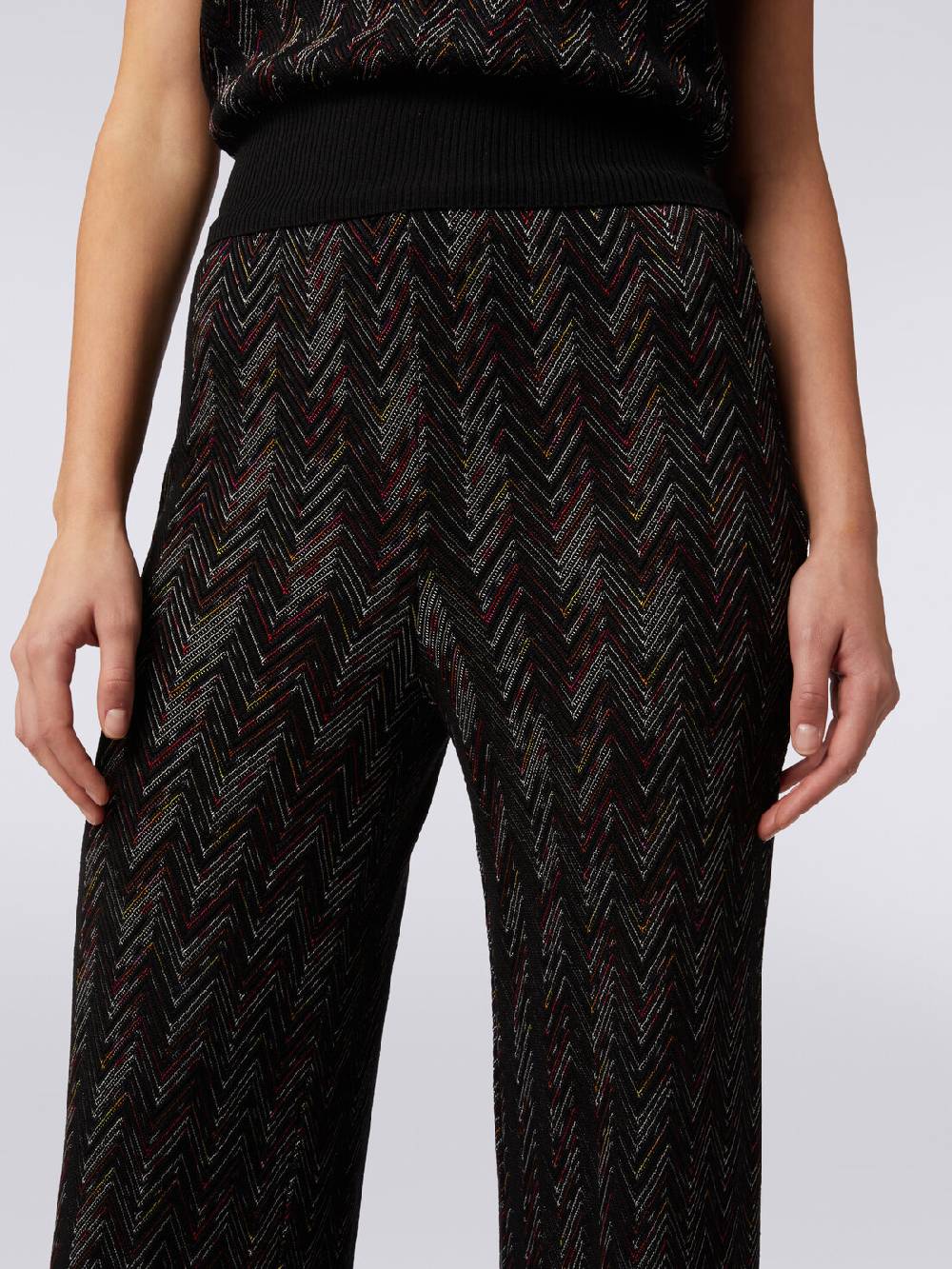 M Missoni Pantaloni a palazzo in lana e viscosa zig zag Sottocosto