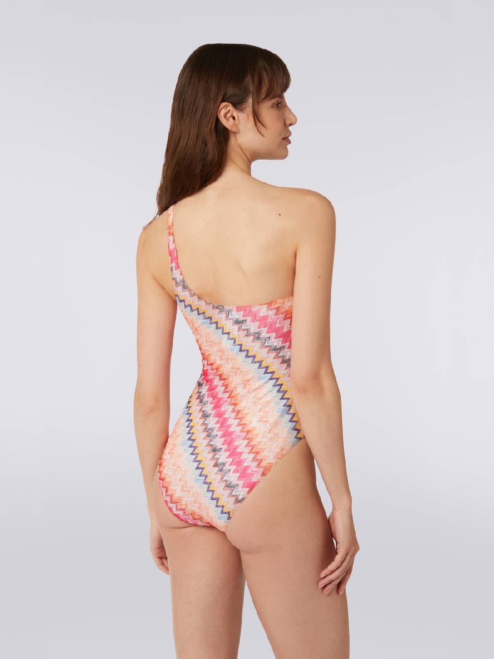 M Missoni Costume intero monospalla in viscosa chevron Novità