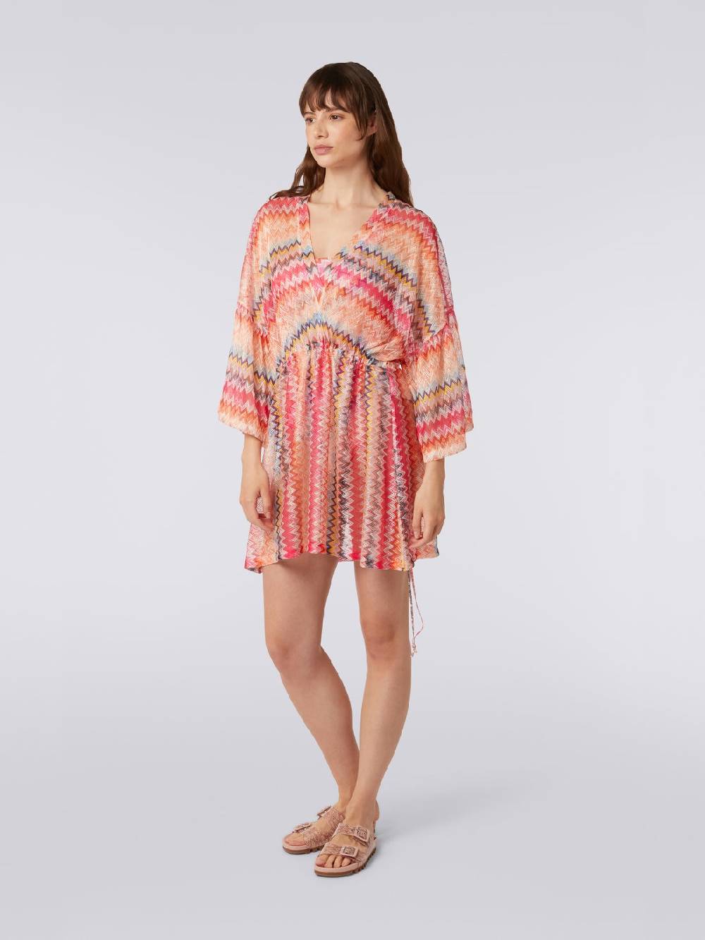 M Missoni Copricostume corto in tulle di viscosa chevron Offerta