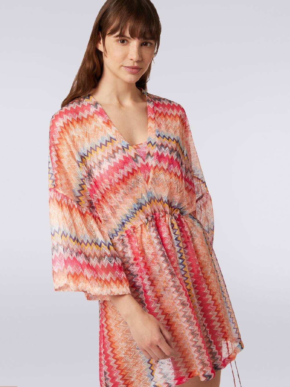 M Missoni Copricostume corto in tulle di viscosa chevron Offerta