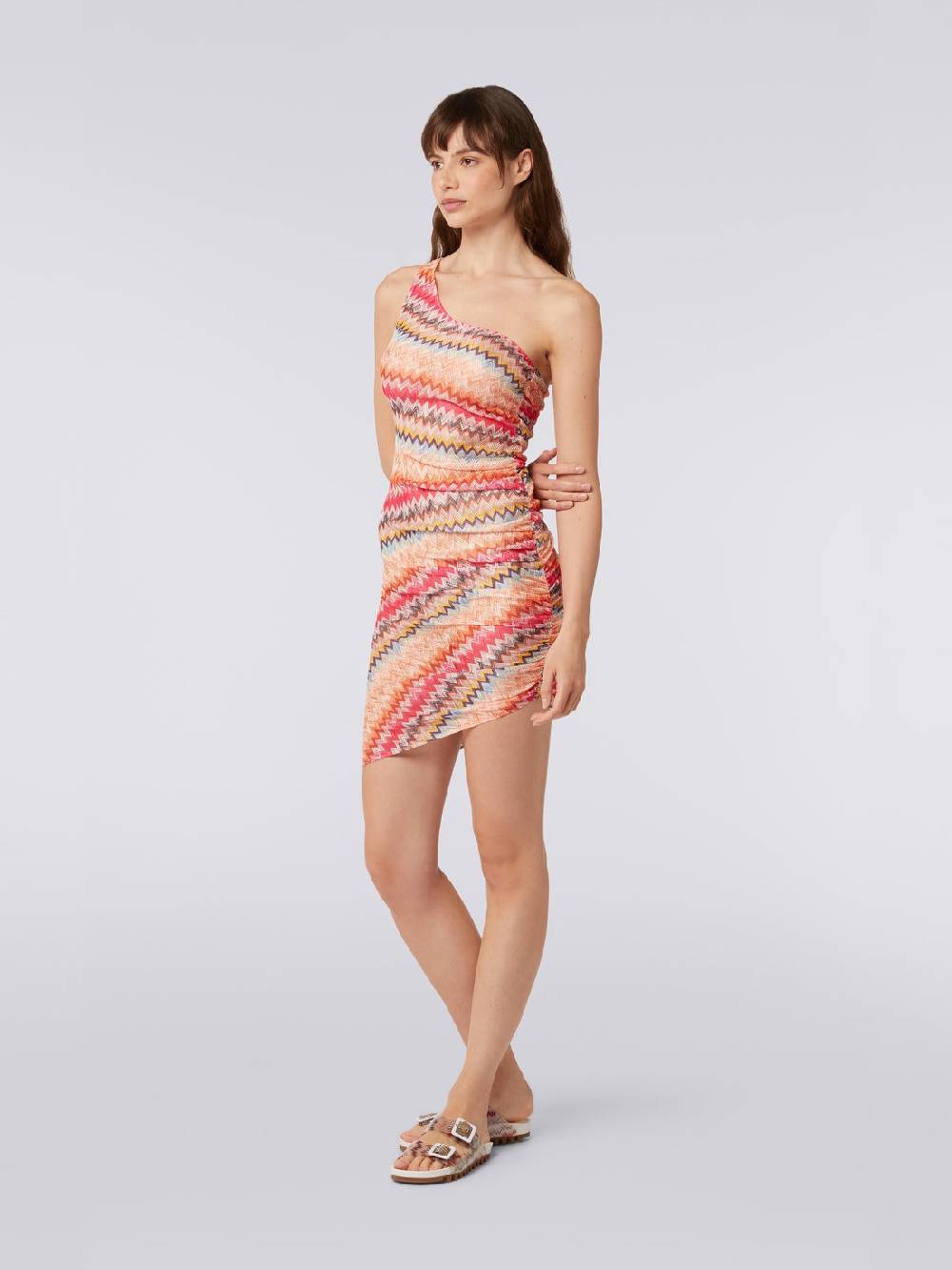 M Missoni Copricostume corto monospalla in tulle chevron Economico