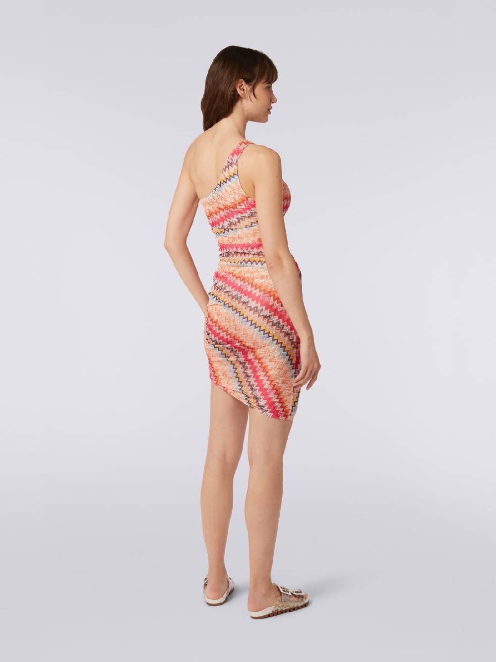 M Missoni Copricostume corto monospalla in tulle chevron Economico