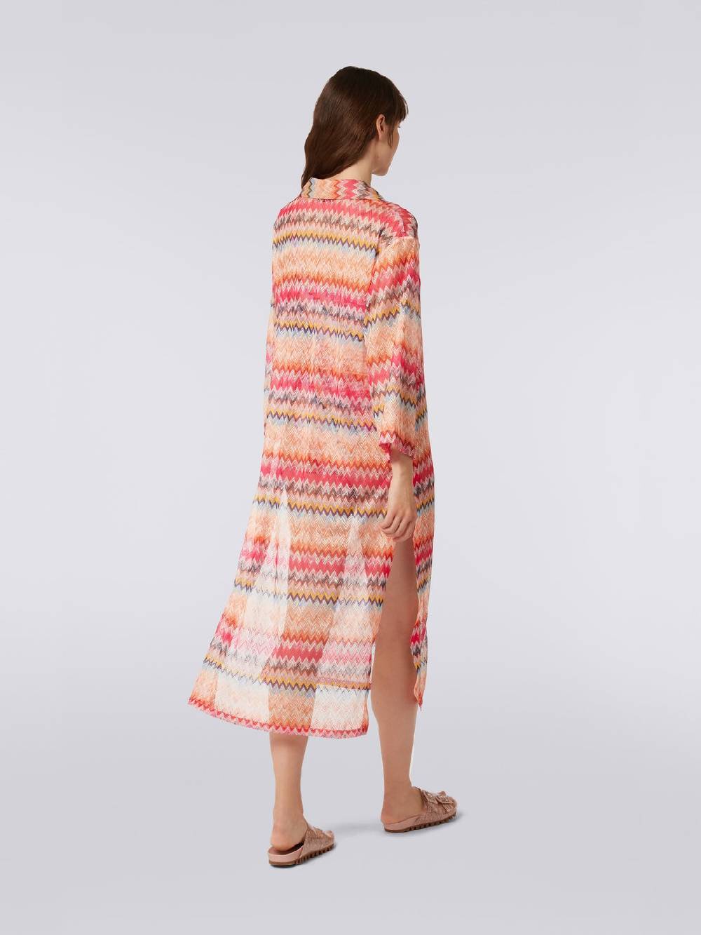 M Missoni Copricostume lungo con maniche lunghe in tulle di viscosa chevron Online