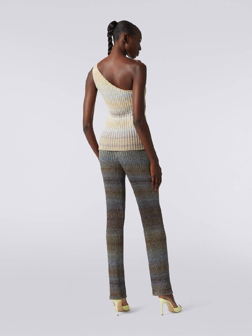 M Missoni Pantaloni dritti in viscosa e lurex a costine In Vendita