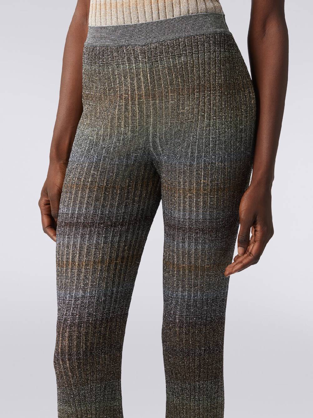 M Missoni Pantaloni dritti in viscosa e lurex a costine In Vendita