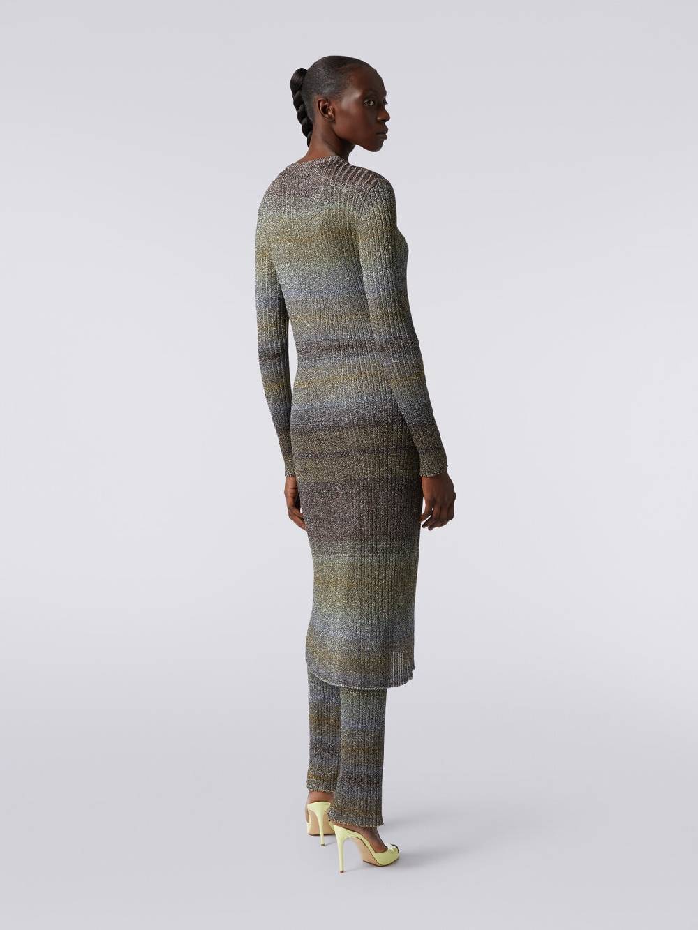 M Missoni Cardigan lungo in viscosa a costine con lurex Saldi