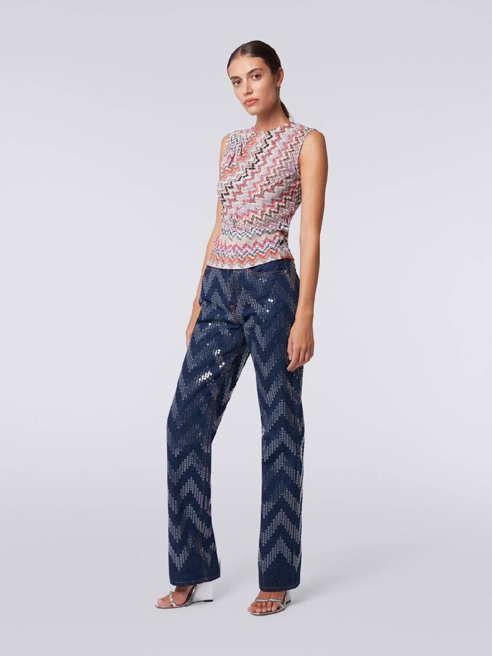 M Missoni Canottiera girocollo zig zag con arricciature Hotsell