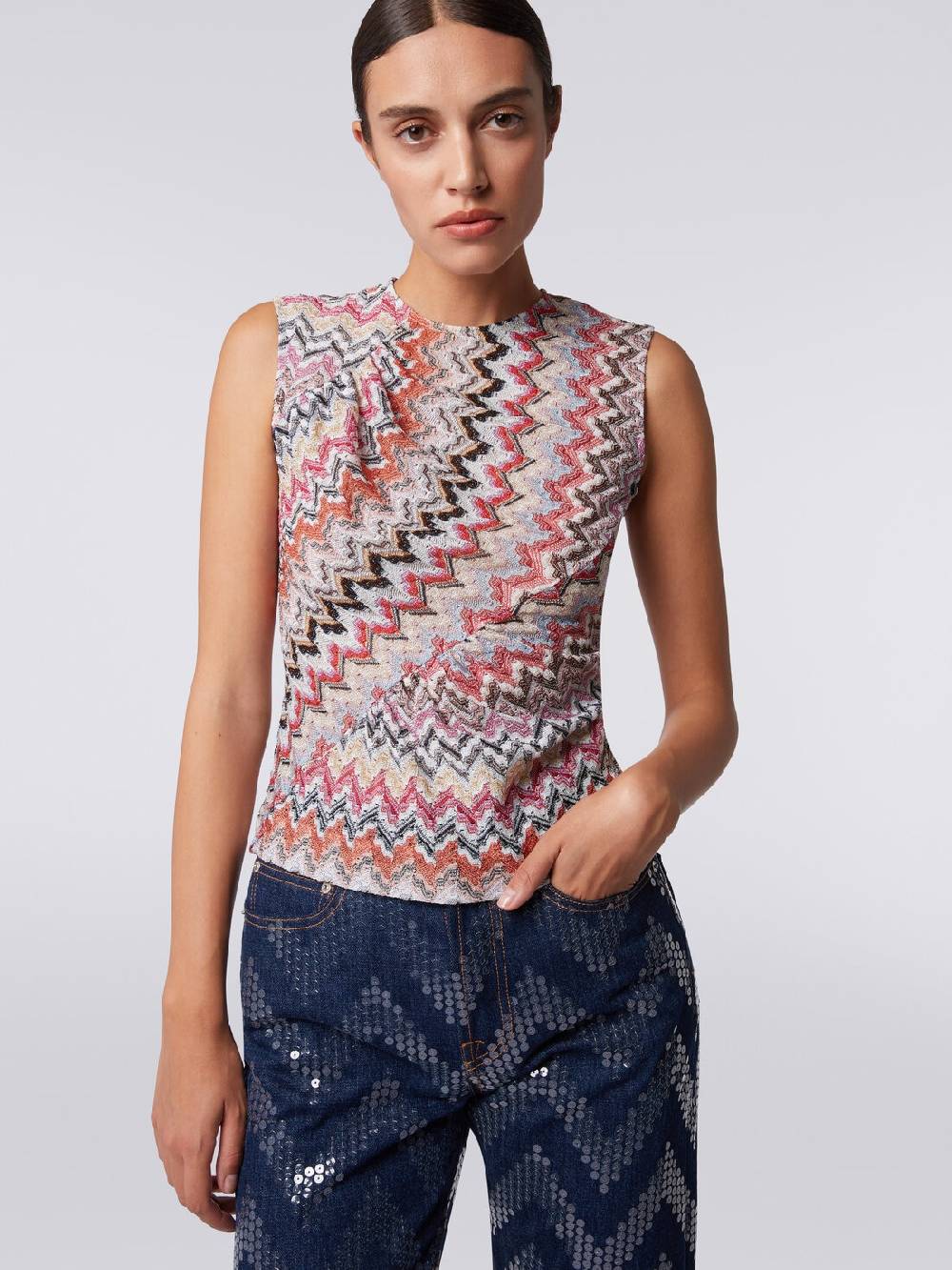 M Missoni Canottiera girocollo zig zag con arricciature Hotsell