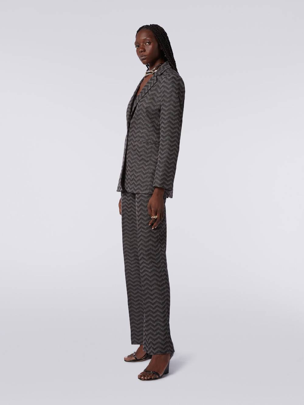 M Missoni Pantaloni dritti in cotone chevron Nuova