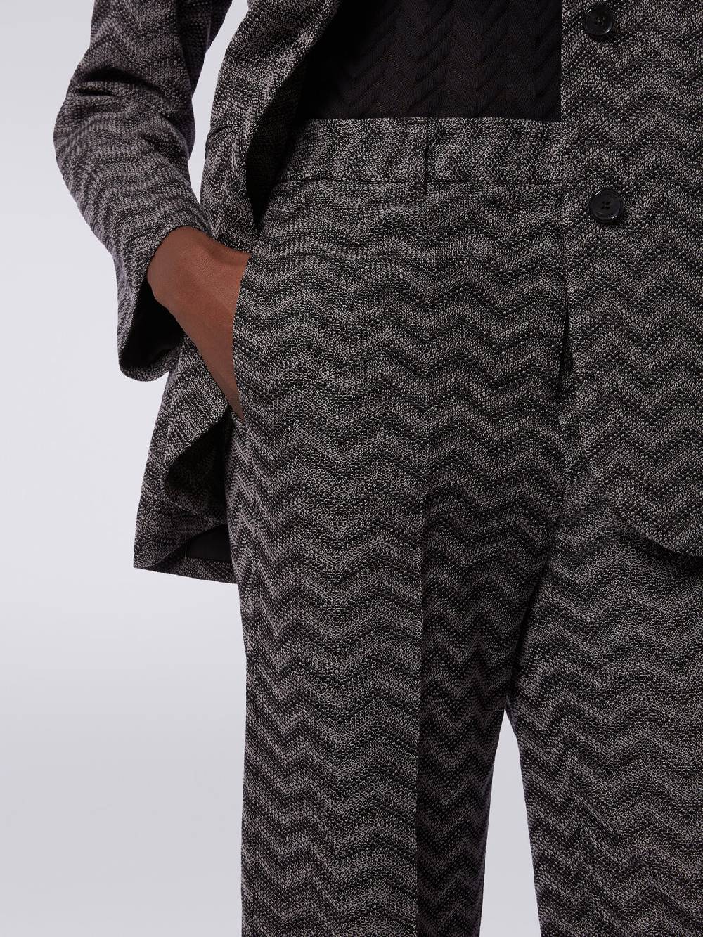 M Missoni Pantaloni dritti in cotone chevron Nuova