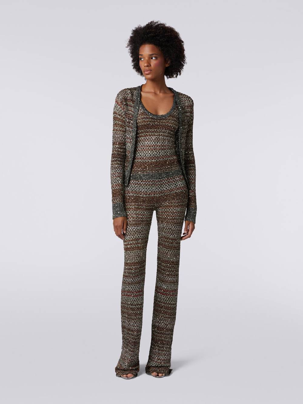 M Missoni Pantaloni in maglia a rete con applicazione di paillettes