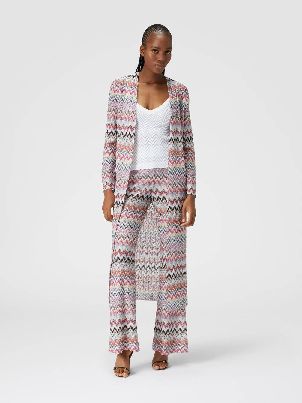 M Missoni Pantaloni flare in misto viscosa lamé zig zag Prezzo di fabbrica