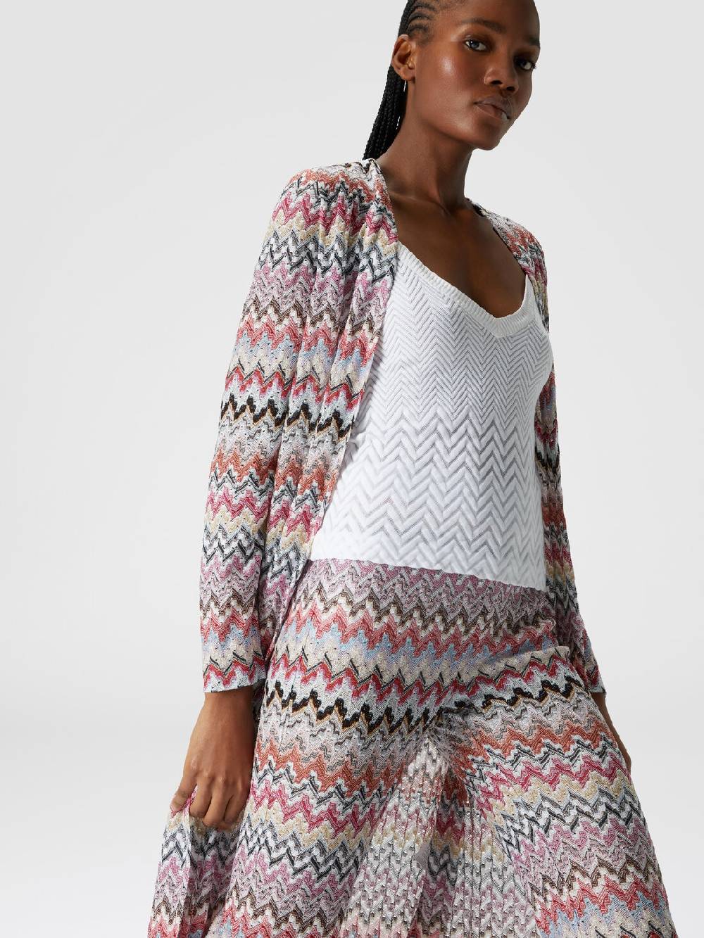 M Missoni Pantaloni flare in misto viscosa lamé zig zag Prezzo di fabbrica