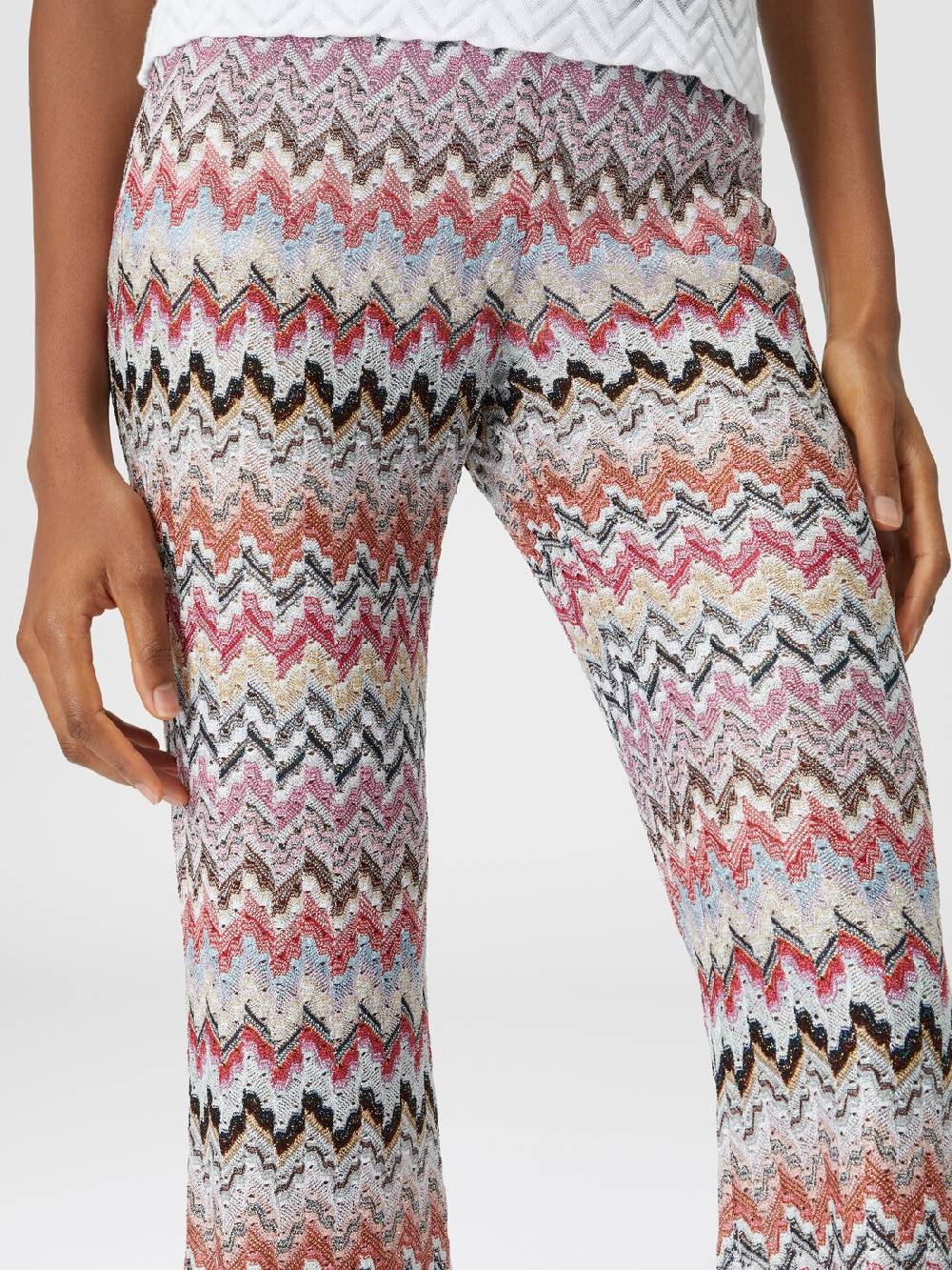 M Missoni Pantaloni flare in misto viscosa lamé zig zag Prezzo di fabbrica