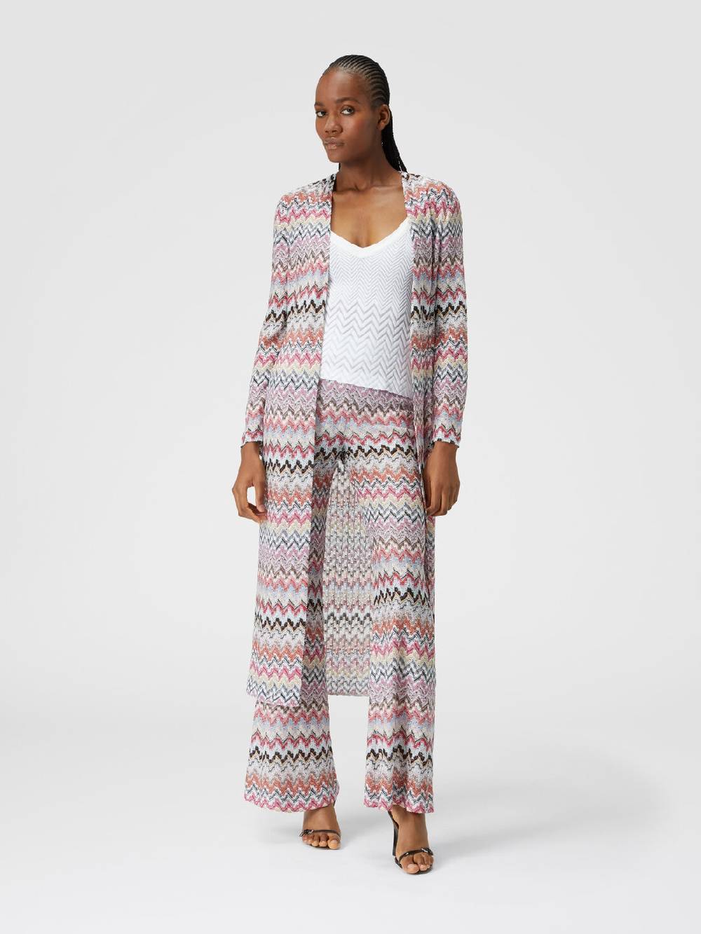 M Missoni Cardigan lungo in maglia lamé zig zag Offerta speciale