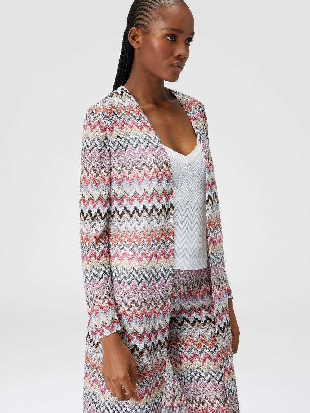 M Missoni Cardigan lungo in maglia lamé zig zag Offerta speciale