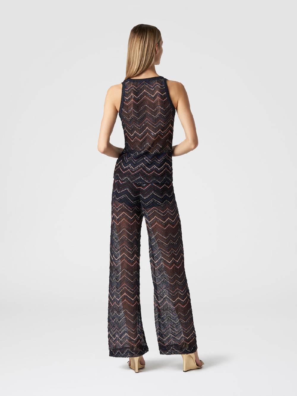 M Missoni Pantaloni in maglia zig zag con lurex e paillettes Cyber Monday