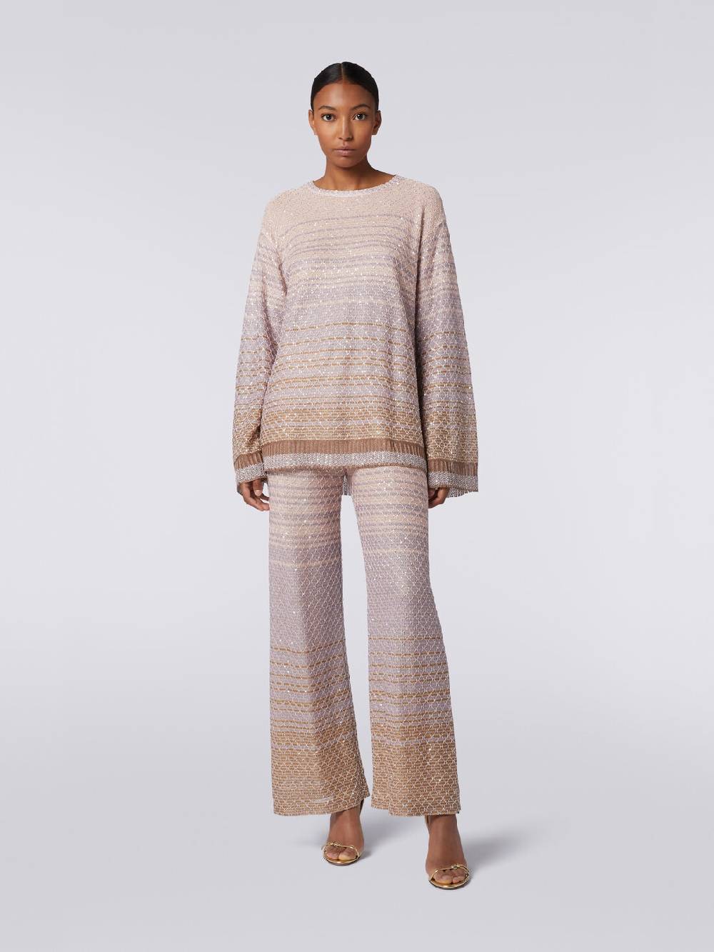 M Missoni Pantaloni in maglia dégradé con paillettes