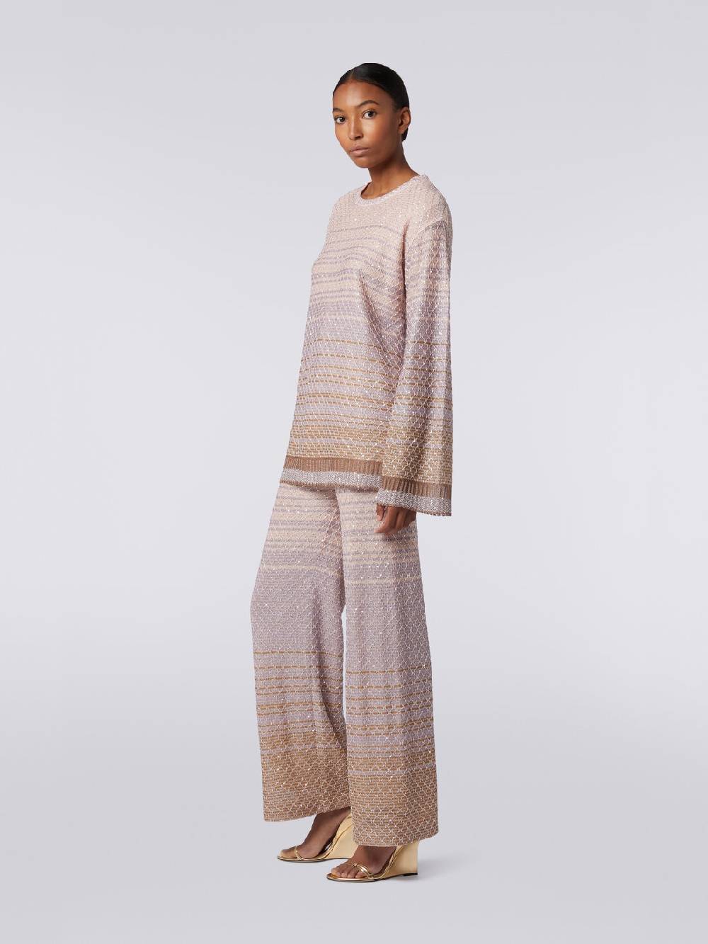 M Missoni Pantaloni in maglia dégradé con paillettes Offerta Pasqua