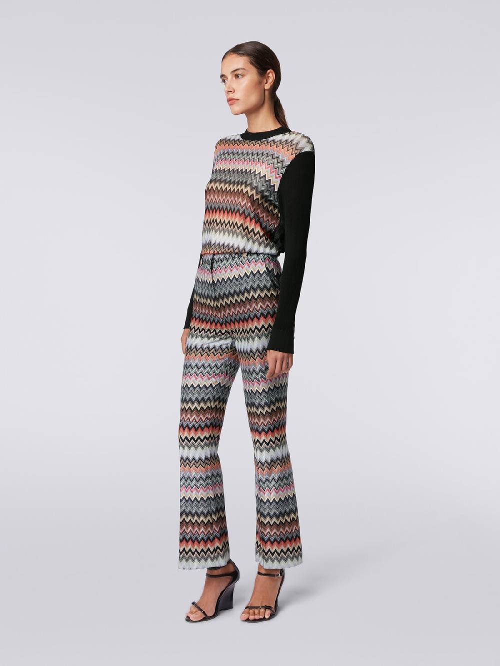 M Missoni Pantaloni cropped in cotone e viscosa zig zag Offerta San Valentino