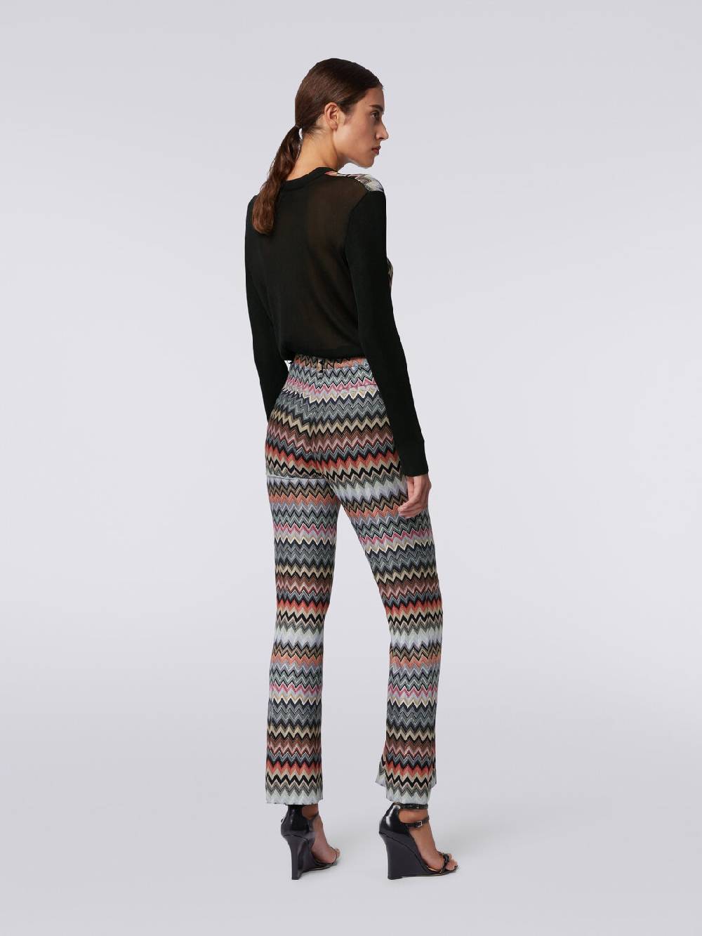 M Missoni Pantaloni cropped in cotone e viscosa zig zag Offerta San Valentino