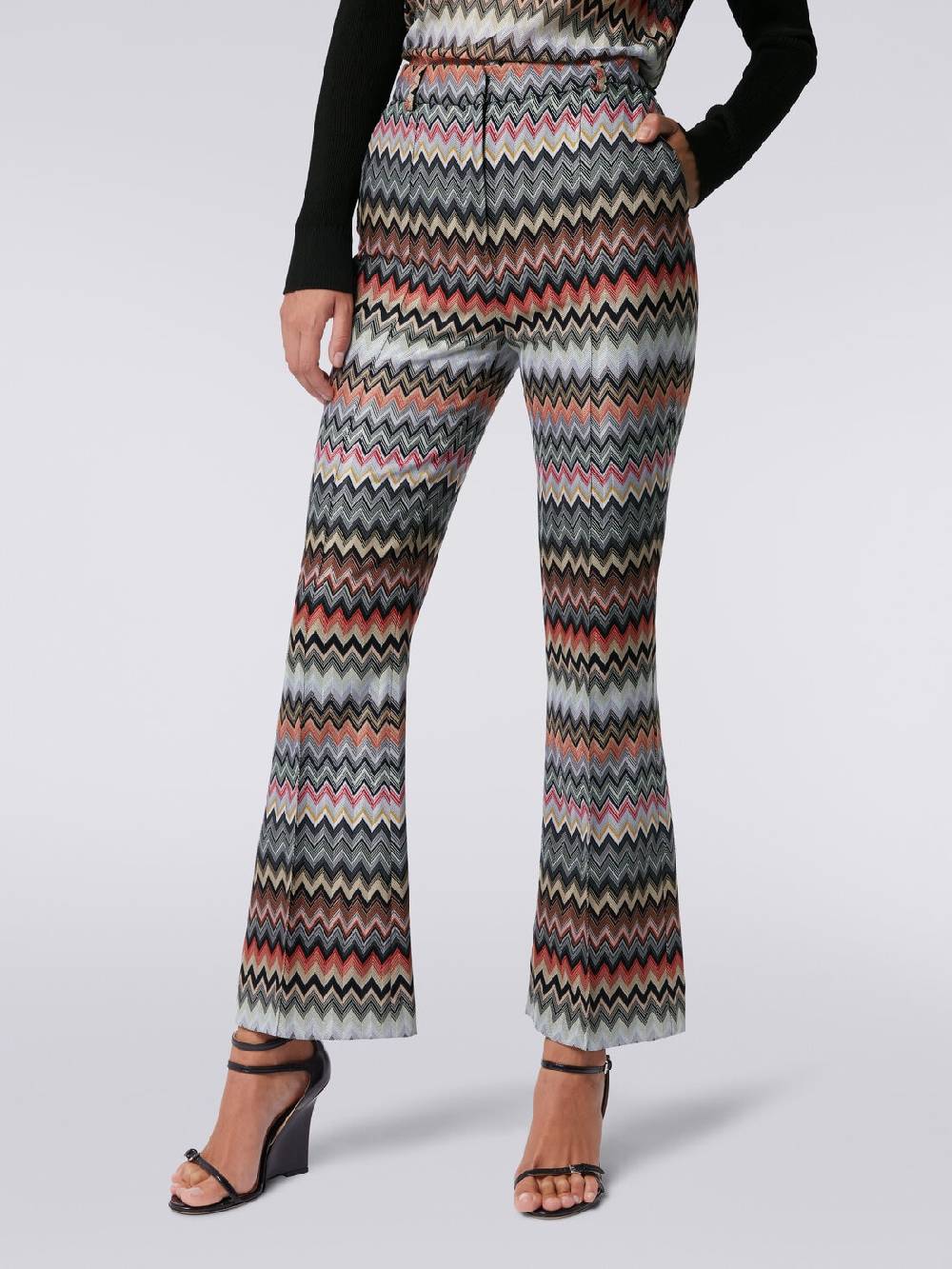 M Missoni Pantaloni cropped in cotone e viscosa zig zag Offerta San Valentino