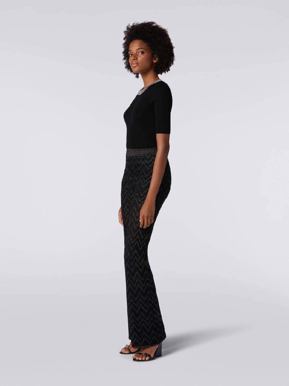 M Missoni Pantaloni in maglia di viscosa zig zag con lurex Offerta Anniversario