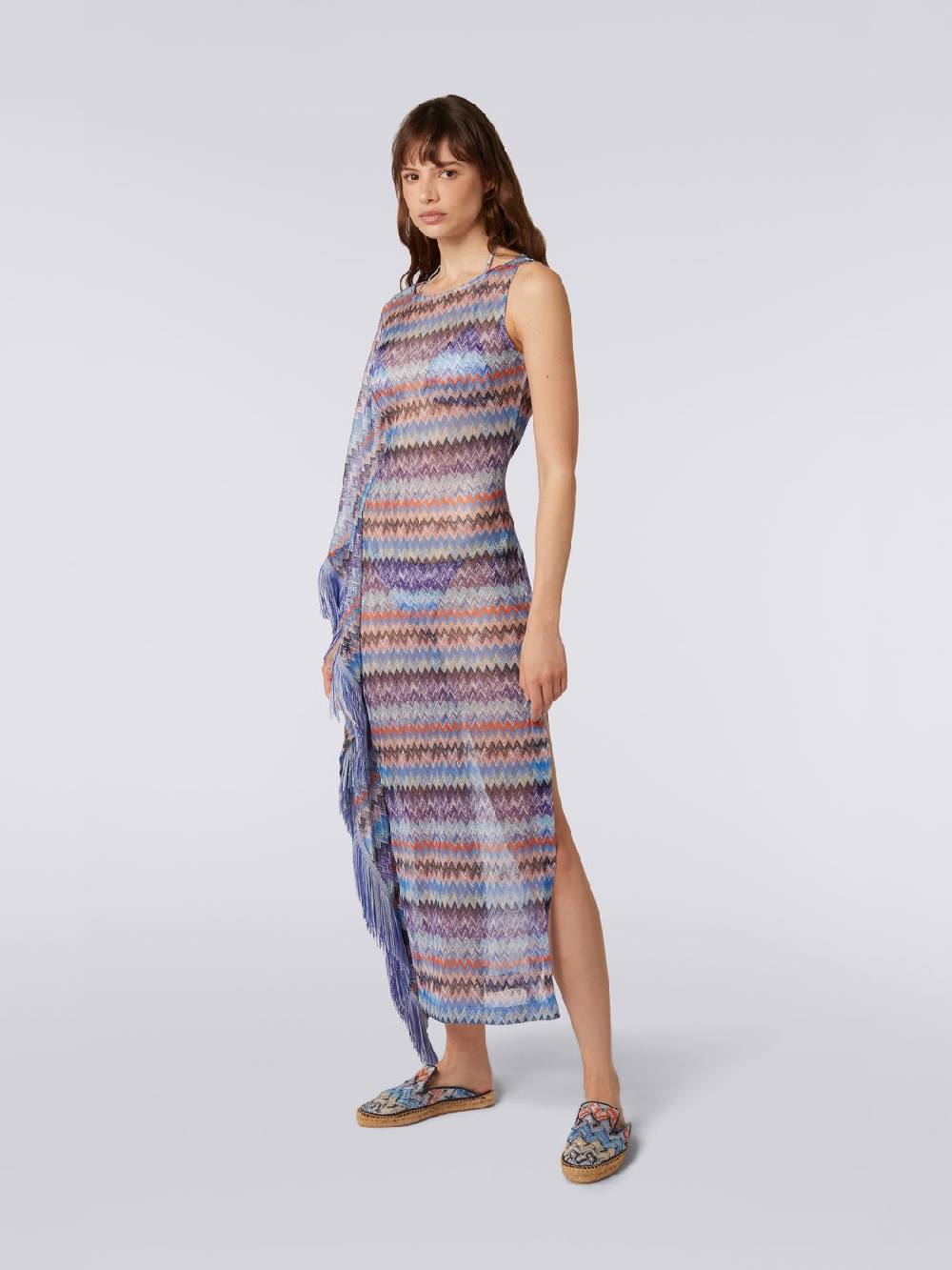 M Missoni Copricostume lungo in tulle di viscosa chevron con frange Offerta migliore