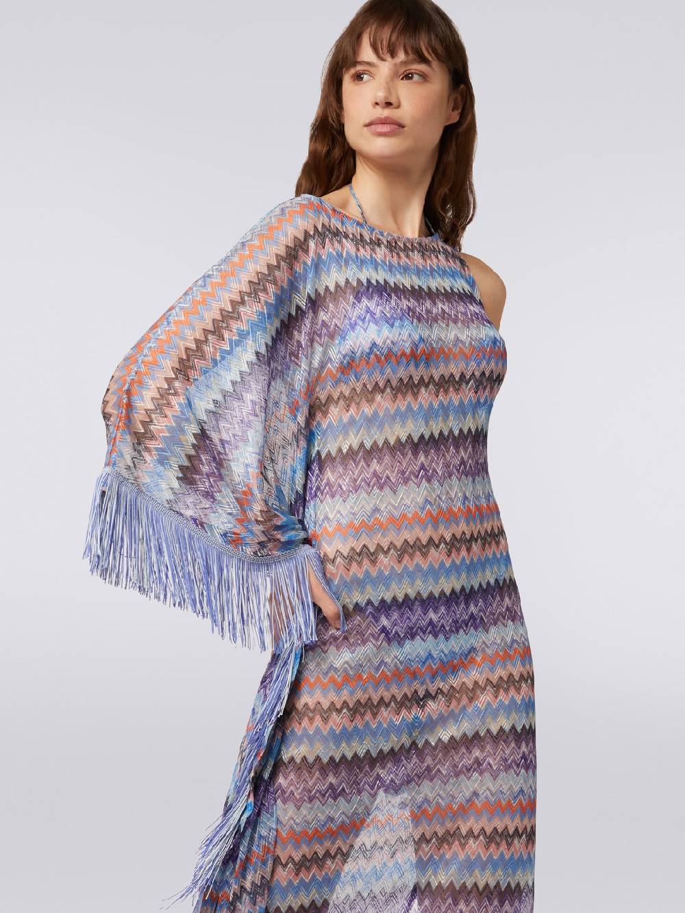 M Missoni Copricostume lungo in tulle di viscosa chevron con frange Offerta migliore