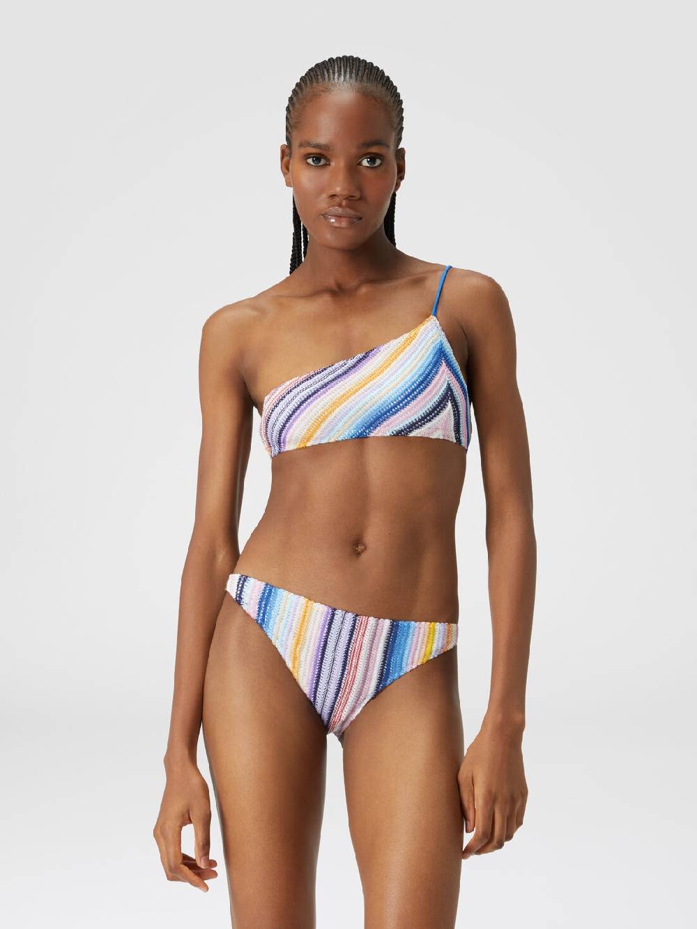 M Missoni Bikini monospalla in crochet rigato Grandi sconti