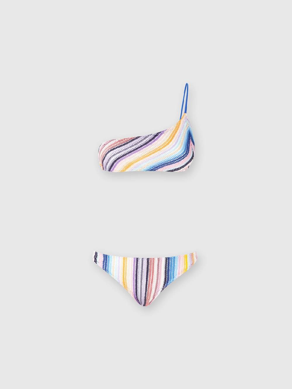M Missoni Bikini monospalla in crochet rigato Grandi sconti