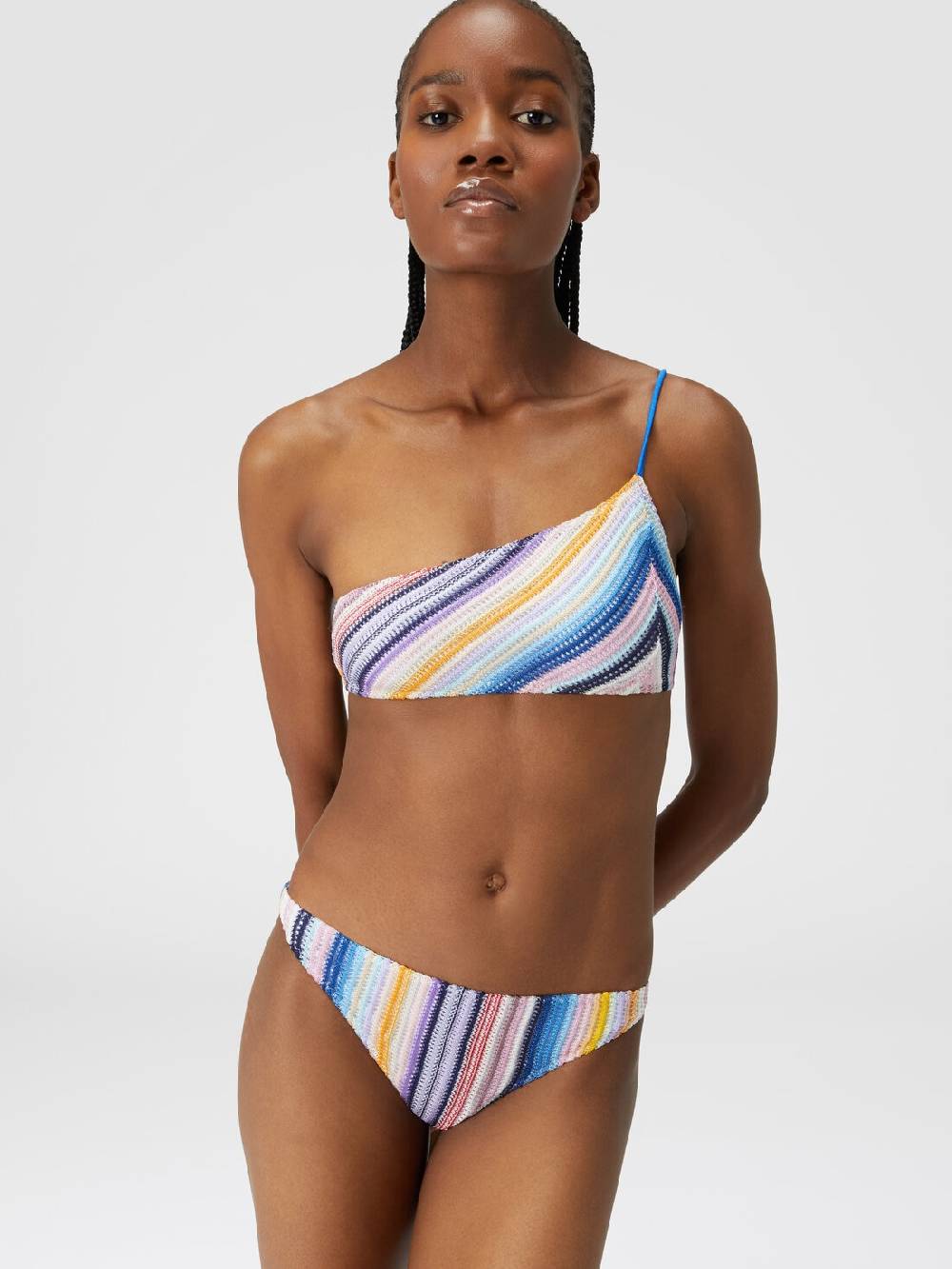 M Missoni Bikini monospalla in crochet rigato Grandi sconti