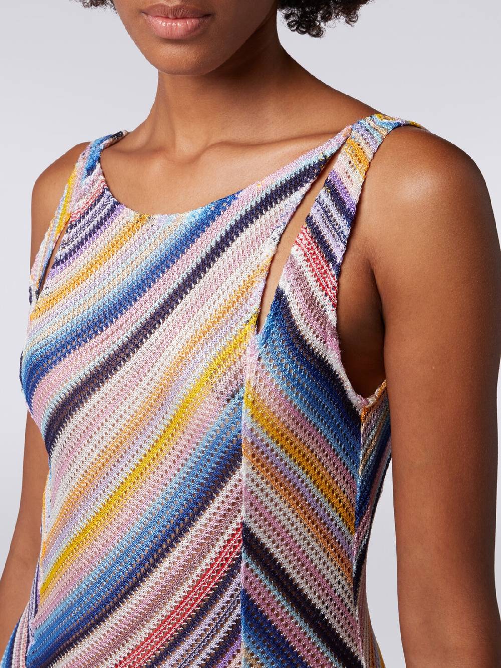 M Missoni Abito copricostume lungo in crochet rigato con spacchi Bestseller